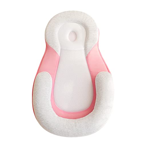 Baby Nest Lounger,Soft Cotton & Breathable Baby Snuggle Nest Sleeper for 0-12 Months Baby's Baby Nest Removable Portable Baby Lounger Machine Washable (Pink)