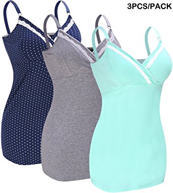 CAKYE Women Nursing Tank Top Camisole Sleep Bra For Maternity/Breastfeeding