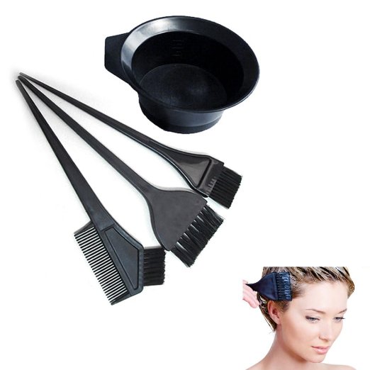 Salon Hair Coloring Dyeing Kit Dye Brush Comb Bowl Tint Tool Kit Black New 4 Pcs