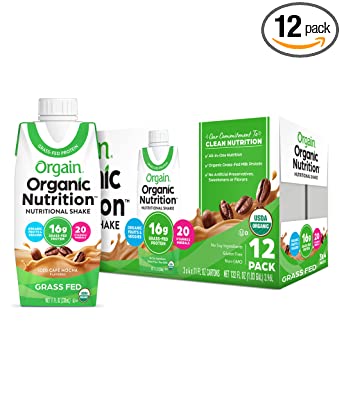 Orgain Organic Nutritional Shake, Iced Cafe Mocha - 16g Protein, 20 Vitamins & Minerals, Gluten Free, Soy Free, Kosher, Non-GMO, 11 Ounce, 12 Count (Packaging May Vary)