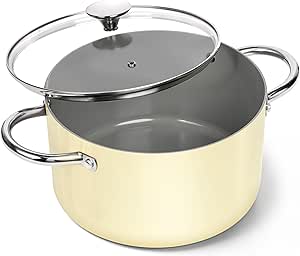 MICHELANGELO Stock Pot with Lid, 6 Quart Soup Pot with Ceramic Coating, Nonstick Ceramic Cooking Pot, Induction Compatible Stockpot - 6QT, Beige