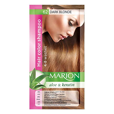 Marion Hair Color Shampoo in Sachet Lasting 4 to 8 Washes Aloe and Keratin - 62 Dark Blonde