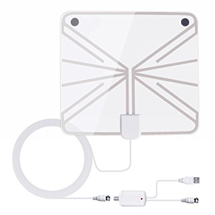 Shnvir TV Antenna Indoor Digital Antenna for HDTV with Detachable Amplifier 60 miles Range Signal Booster High Resolution Freeview Channels with Performance Coax Cable Transparent
