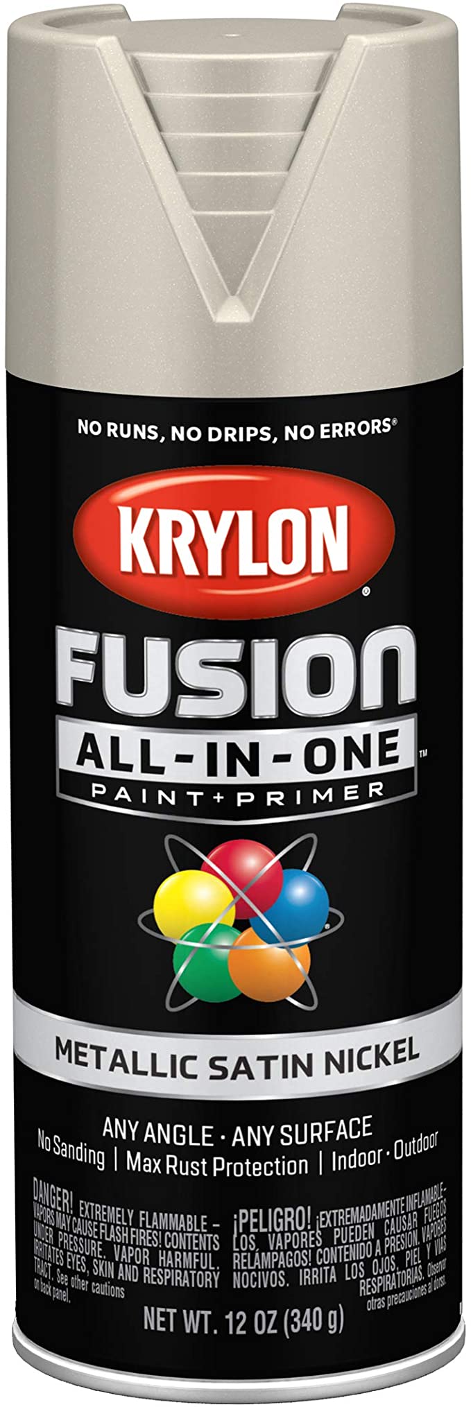 Krylon K02772007 Fusion All-In-One Spray Paint, Satin Nickel