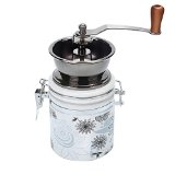 Traditional Manual Coffee Grinder With Adjustable Ceramic Burr - Exquisitely Decorated - Consistent Grinds For French Press Or Your Preferred Brewing Technique PKP-CG-1 White Ceramic Base