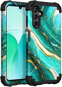 Hocase for Galaxy A15 5G Case, Heavy Duty Shockproof Protection Soft Silicone Rubber Bumper Hard Plastic Hybrid Protective Case for Samsung Galaxy A15 5G (6.5") 2024 - Emerald Green