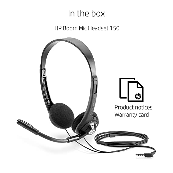 HP Boom 150 Stereo Headset with Mic for PC (Black)