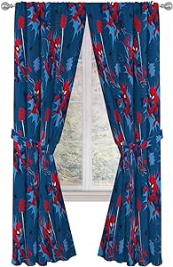 Jay Franco Marvel Spiderman Spidey Daze 84" Inch Drapes - Beautiful Room Décor & Easy Set Up, Bedding - Curtains Include 2 Tiebacks, 4 Piece Set (Official Marvel Product)