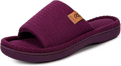 VeraCosy Women's Open Toe Slippers Soft Terry Cloth Indoor Slip on House Shoes