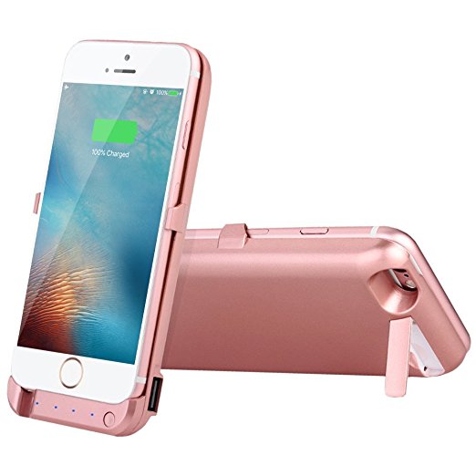 DULLA 6800mAh 4.7" iPhone 6/6s Only Power Case Ultra Slim External Protective Portable Battery Backup Charger Case (rose gold)
