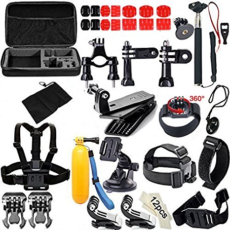 GBB Basic Outdoor Sport Camera Accessories Kit for GoPro Hero4 Session Hero1 2 3 3  4 Xiaoyi Yi Climbing Bicycling Swimming Rowing Ski Sets (45 items)