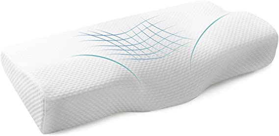 Contour Memory Foam Pillow, Cervical Pillow for Neck Pain Relief Ergonomic Neck Pillow Orthopedic Neck Pillow with Washable Cover for Side Sleepers, Back and Stomach Sleepers