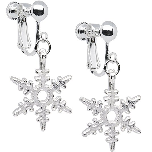 Holiday Winter Snowflake Clip Earrings