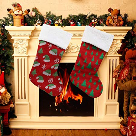 SDKBVOC Christmas Stockings Holders, 2Pcs Set Decoration,for Christmas Hats, Christmas Trees, Snowflake Cute Ornament Hanging Christmas Tree Decorations