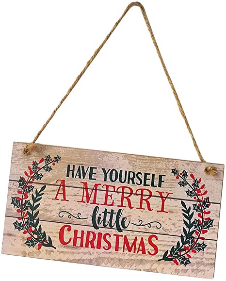 Losuya Merry Christmas Wooden Plaque Board Sign Door Wall Hanging Wood Sign for Chrismtas Home Decorations