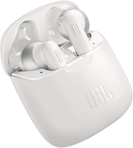 JBL TUNE 220TWS, True Wireless Bluetooth Earbuds with Mic, 19 Hours Total Battery Life, Hands Free Calling, Speed Charging with Charging Case, White