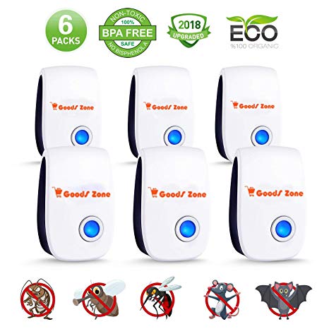 Pest Ultrasonic Repellent 6 Pack Indoor Pest Repeller Plug in Pest Control 2018 Electric Repellers for Mice, Cockroach, Ant, Spider, Mosquito