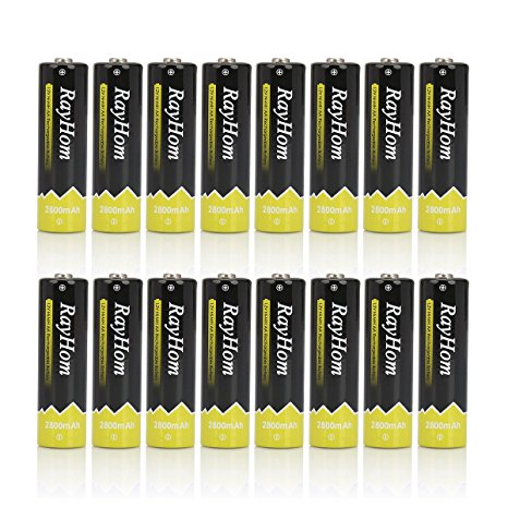 RayHom AA Rechargeable Batteries 2800mAh Ni-MH Battery (16 Pack)