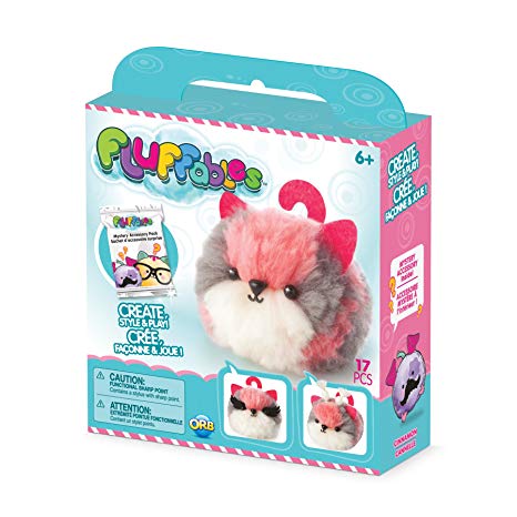 The Orb Factory Fluffables Cinnamon Arts & Crafts, Grey/Pink/White, 5.75" x 2" x 6"