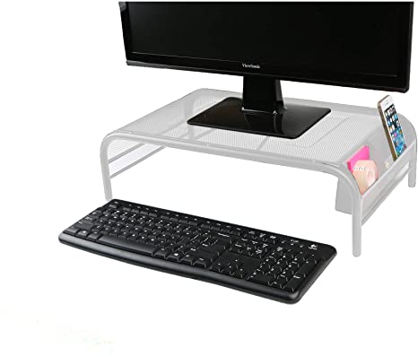 Mind Reader MESHM-WHT Monitor Stand, Metal Mesh Riser & Desk Organizer, White