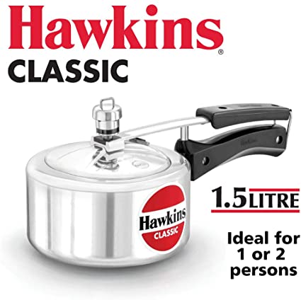 HAWKIN Classic CL15 1.5-Liter New Improved Aluminum Pressure Cooker, Small, Silver