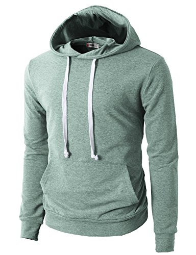 H2H Mens Casual Slim Fit Long Sleeve Color block Hoodie With V- Design line