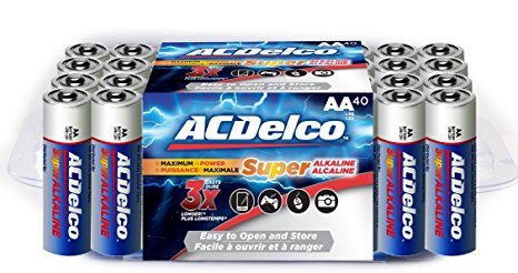 ACDelco Alkaline AA Batteries with LED Keychain Flashlight, 40-Count