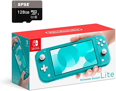 Nintendo Switch Lite Console - Turquoise - with SPSE 128GB Micro SD Card and Adapter