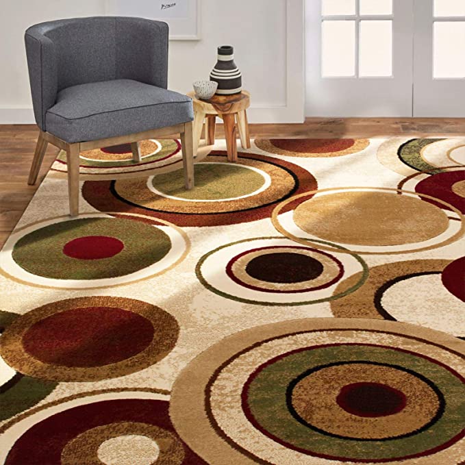 Home Dynamix Emmitt Modern Area Rug, 39"x55", Geometric Ivory/Green/Red