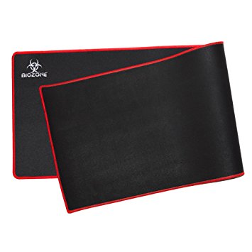 BioZone Extra Large XXL Extended Gaming Mouse Pad, Stitched Edges, Waterproof, Super Smooth, Non-Slip Backing - 3mm thick- 36"x11" - Red