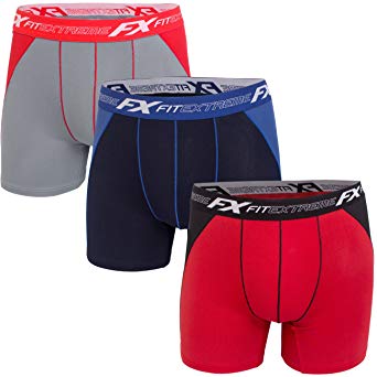 FITEXTREME Mens 3 to 5 Pack Cool Sporty Performance Stretch Fashion Boxer Briefs