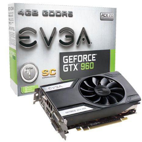 EVGA GeForce GTX 960 Super Clocked ACX 2.0 4GB GDDR5 128 Bit Gaming Graphic Card (04G-P4-3962-KR)