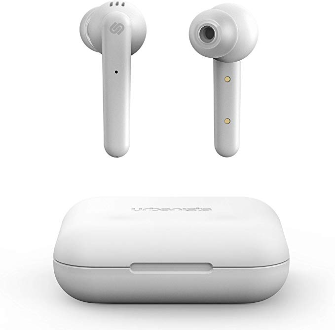 Urbanista Paris True Wireless Earphones 20H Playtime Wireless Charging Case and Bluetooth 5.0, Noise Cancelling Earphones with Touch Controls   Built-in Mic, Compatible with Android and iOS – White