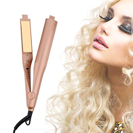 Hair Straightener Irons,Hann 2 in 1 Ceramic Styling Salon Tools Professional Hair Straightener & Hair Curler (gold)