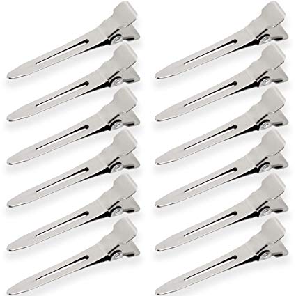 80 Pack of COTU Brand 1.75 Inches Single Prong Pin Curl Setting Section Hair Clips Metal Alligator Clips Silver Hairpins for Hair Extensions (Silver Color)