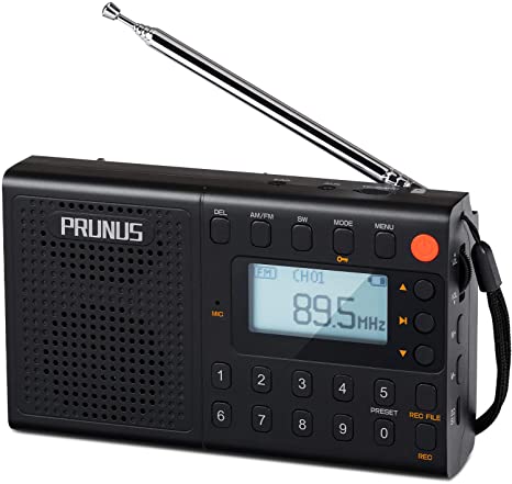 PRUNUS J-401 Digital Radio AM FM SW,Portable Rechargeable Radio, with Manully Preset Function,Supports MP3 Player with Lyric Display and Station Recording