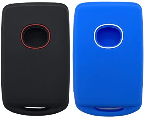 Key Fob Cover Case Jacket Silicone Keyless Remote Protector Skin Holder fit for 2020 2019 Mazda 3 WAZSKE11D01 Smart Key Case (Black Blue)