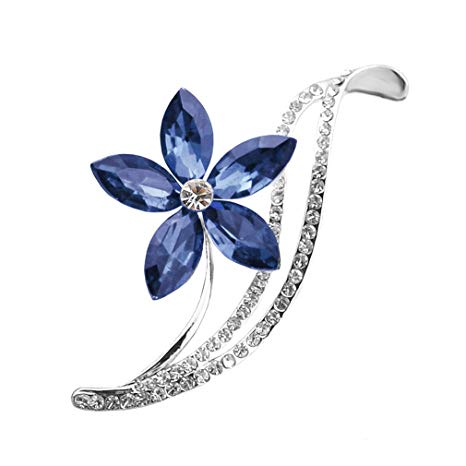 Dolland Five Leaf Flower Crystal Brooch Badge Pin Needle Women's Chest Brooch