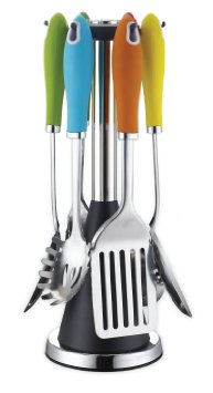 6 Piece Stainless Steel Kitchen Utensil Set PLUS Rotating Stand