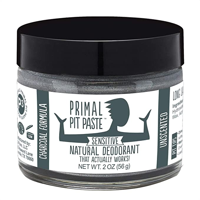 Primal Pit Paste All-Natural Deodorant - Aluminum & Paraben Free - Charcoal Unscented Jar