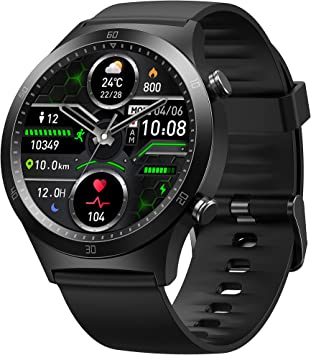 Tranya S2 Smart Watch with All Day Heart Rate Blood Oxygen Sleep Monitor, 3ATM Waterproof Fitness Tracker, 25 Sports Modes Smartwatch for Android and iOS Phones, Sport Watch for Men Women Black
