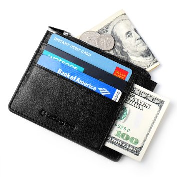Lackingone RFID Front Pocket Wallet Leather Black Ultra Slim
