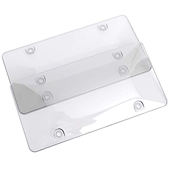 WildAuto License Plate Cover,2Pack Car Licenses Frame Shields with Screws Caps(Clear Bubble)