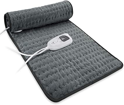 Dekugaa Heating Pad, Electric Heating Pad for Moist & Dry Heat, 6 Electric Temperature Options, 4 Temperature Settings-Auto Shut Off -King Size 12" x 24"-Hot Heated Pad (Blackish)