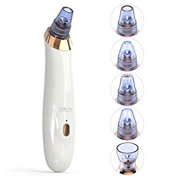 Blackhead Remover Vacuum, Electric Facial Pore Vacuum Cleaner, Blackhead Extractor, with 5 Suction Heads for Women Men Face Nose by SKM