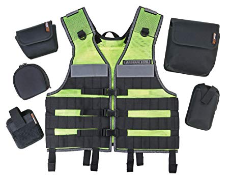 Ergodyne Arsenal 5590 Industrial MOLLE Vest and Five Piece Miners Pouch Set, Lime