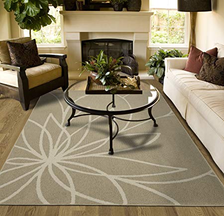 Garland Rug Grand Floral 8' x 10', Tan/Ivory