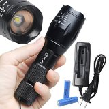 CVLIFE 800LM CREE 1302-XML T6 Portable Rechargeable Zoomable Waterproof Flashlight With Two 18650 Batteries and A Great Quality Charger and 360 Rotation Holder for Bike