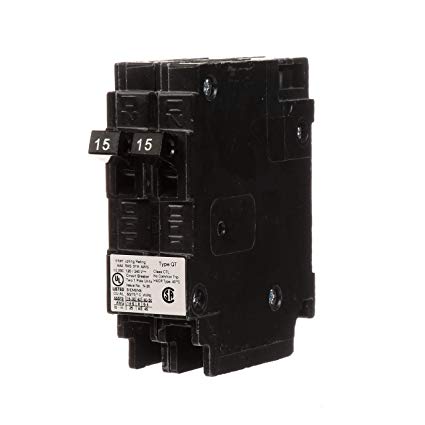 Siemens Q1515 Two 15-Amp Single Pole 120-Volt Circuit Breakers, for use only where Type QT breakers are allowed