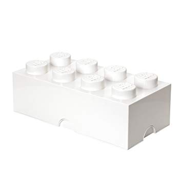 LEGO Storage Brick 8 Knobs, Stackable Storage Box, 12 l, White